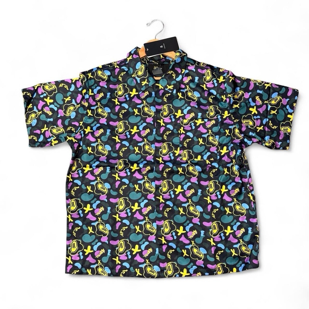 AlphaStyle Doodle NWT Streetwear Men's XL Button Up Shirt Graphic Aesthetic Y2K